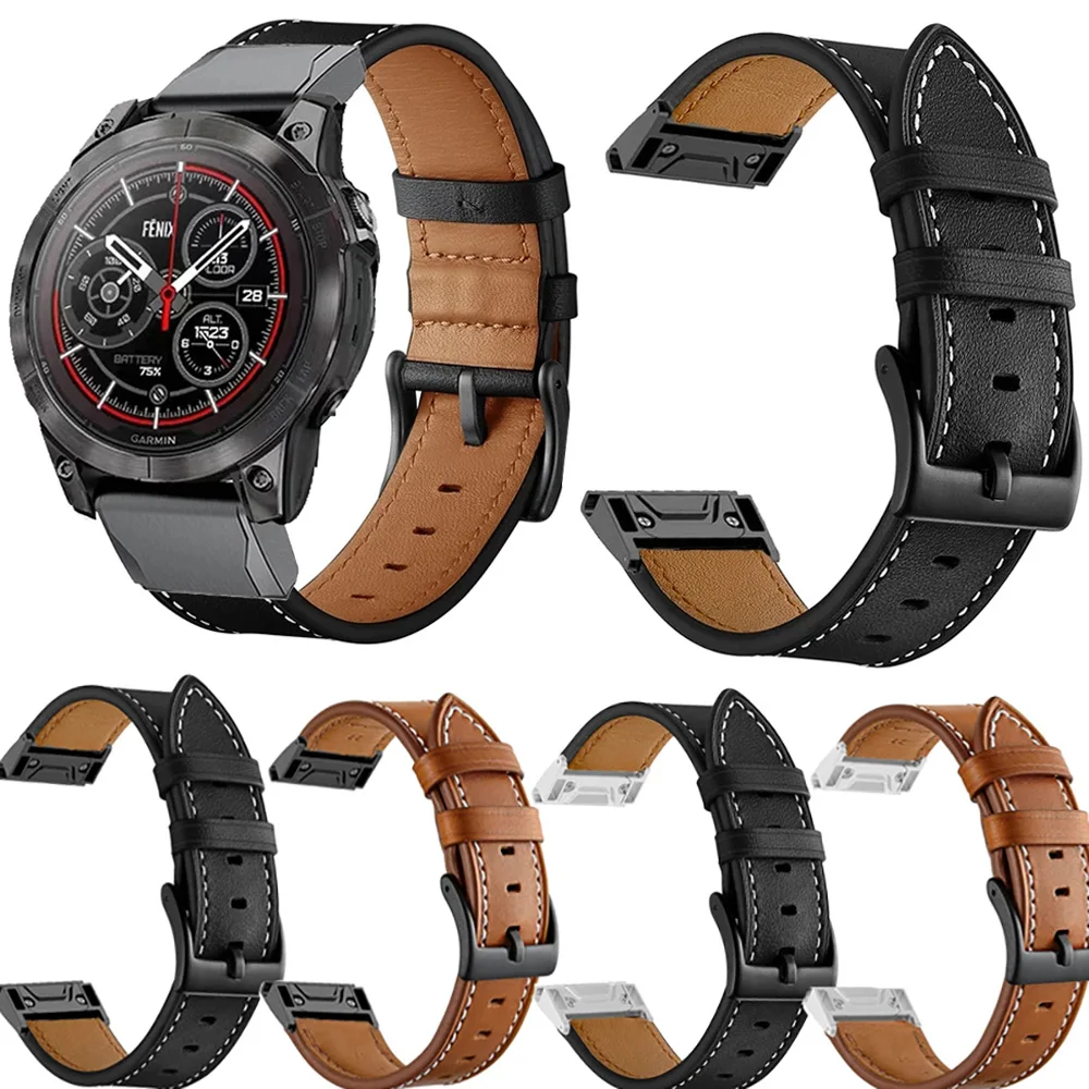 Für Garmin Instinct 2X Solar QuickFit Leder Armband Armband 26mm 22mm Für Garmin Fenix 6X 6 Pro 5X 5 Plus 7X 7 Armband Image