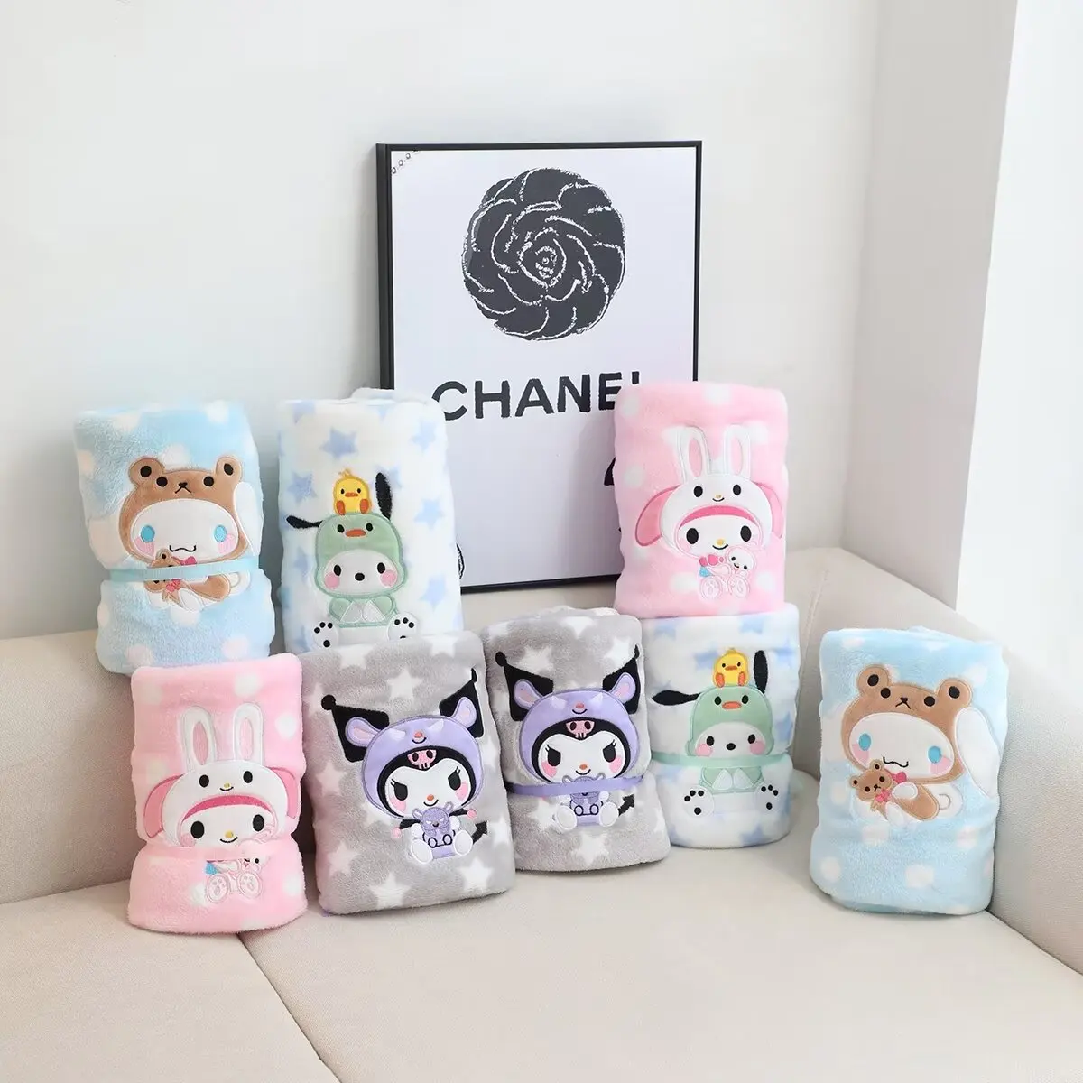 Süße Kuromi My Melody Decke schöne Pochacco Cinnamoroll japanischen Stil Anime Nickerchen Decke für Mädchen Kind Einzelgröße Image