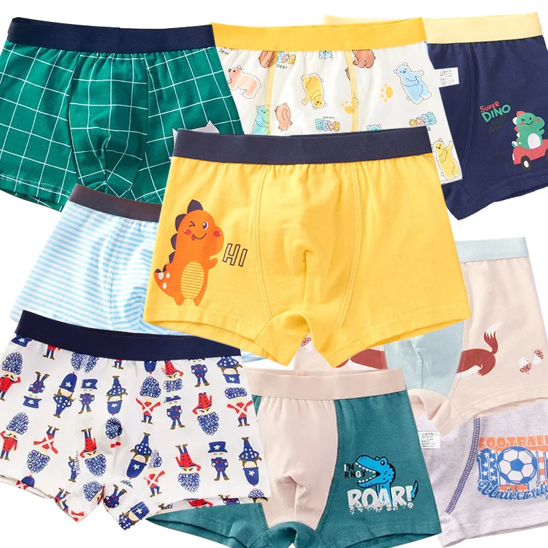 4 teile/los Jungen Boxer Briefs Kinder Baumwolle Unterwäsche Baby Jungen Unterhose Teenager Cartoon Print Weiche Kinder Höschen 2-14Y 2024 Neue Image