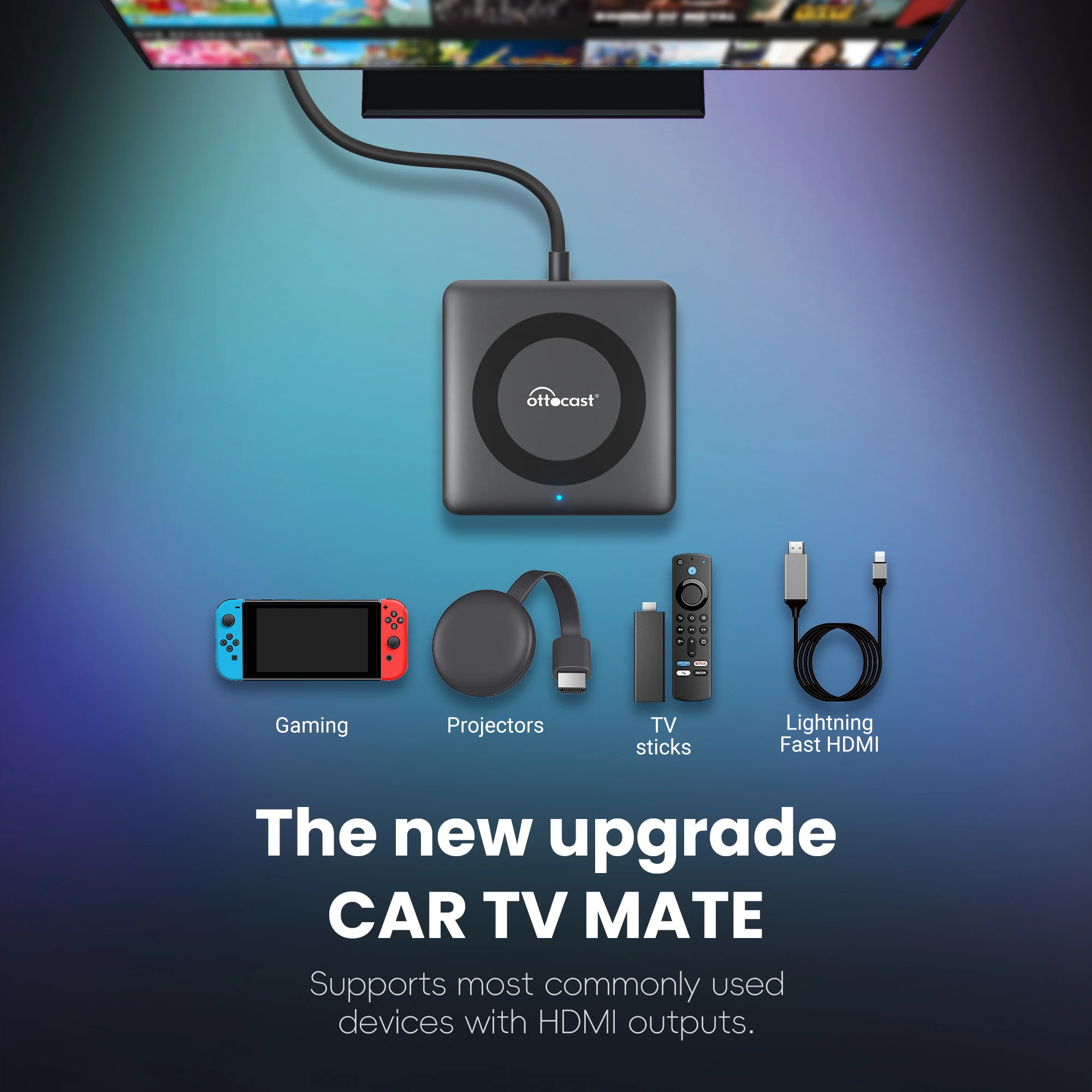 OTTOCAST Auto TV Mate C3 Multimedia Adapter Drahtlose CarPlay Adapter Video Konverter Auto Zubehör für HDMI eingang für TV Stick Image