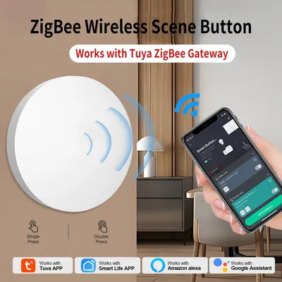 Tuya ZigBee Wireless Scene Switch Smart Button Fernbedienung On Off Key Controller Smart Home Automation Gerät Verknüpfung für ZigBee Hub