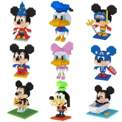 Disney Micro Bausteine Mickey Minnie Maus Cosplay SuperHero DIY Puzzle 3D Modell Donald Duck Daisy Image
