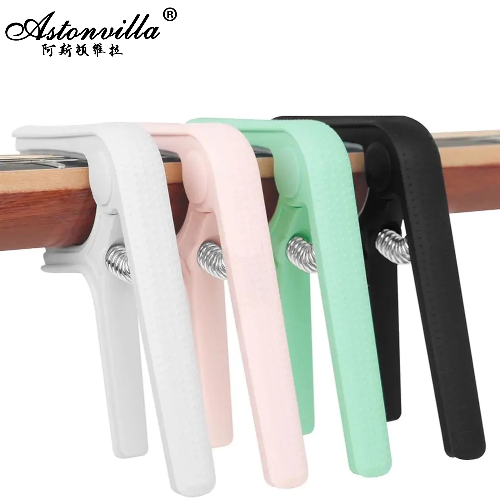 Universal Capo Gitarre/Ukulele Kunststoff Silikon Capo Tuning Tools Gitarrenklemme mit Anti-Rutsch-Punkten Schwarz/Weiß/Rosa/Cyan Image