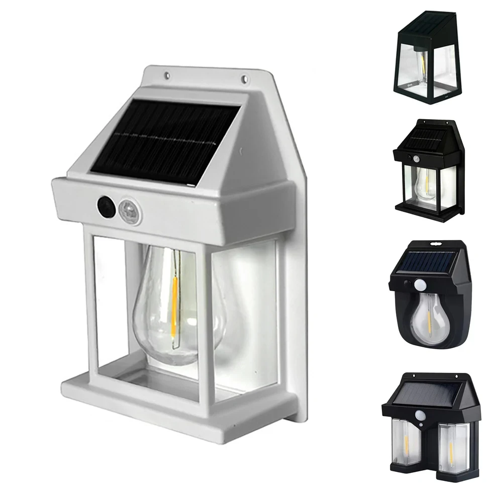 Solar-Wolfram-Nachtlampe mit Bewegungsmelder, intelligente Wandlampe, 3 Beleuchtungsmodi, wasserdicht, für Hof, Garten, Dekoration, Laterne Image