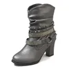 Herbst Hohl Stiefeletten Frau High Heels Plus Größe Plattform Kristall 1 Ferse Schuhe Schnalle Niet Kurze Botas 2020