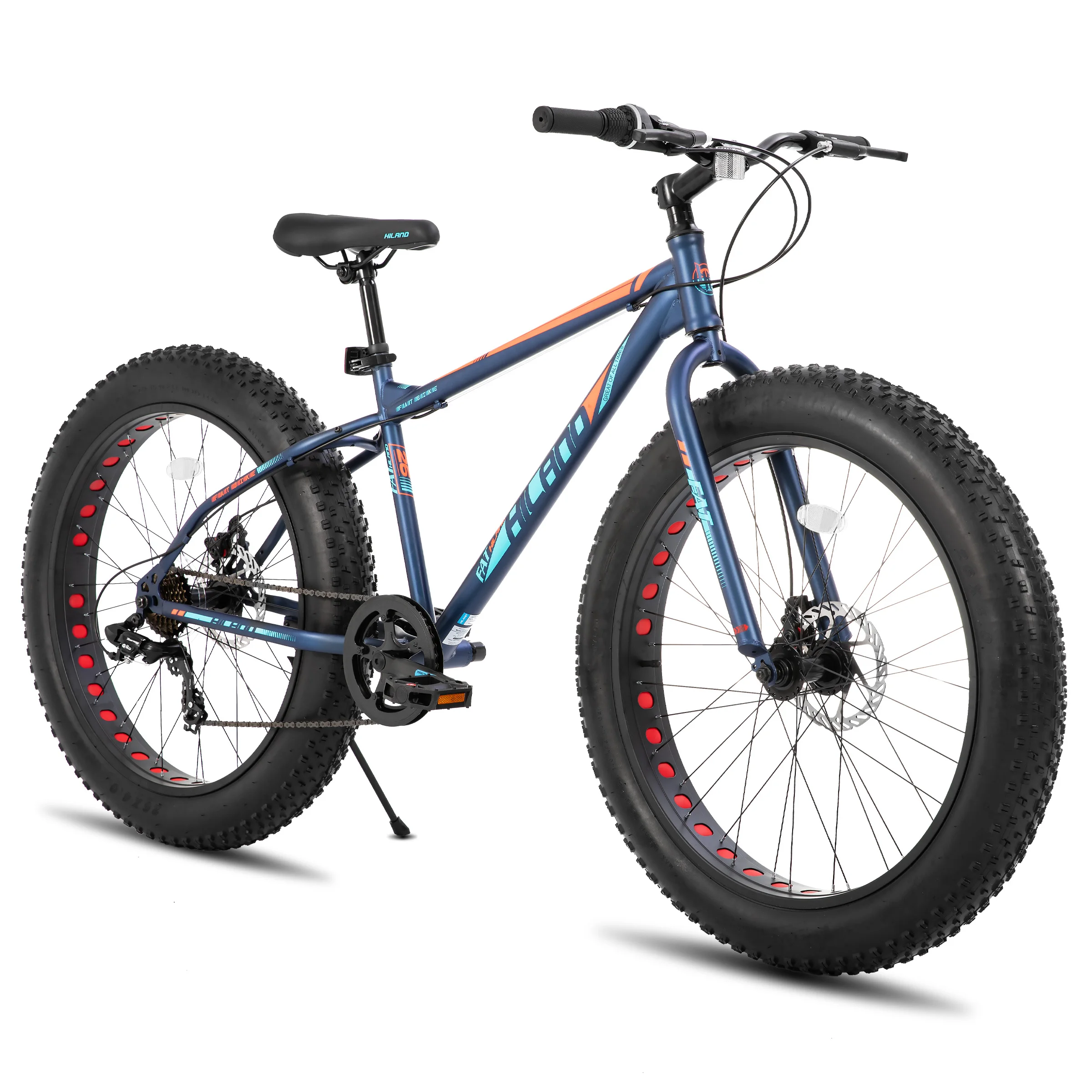 Hiland Biciclette per bambini da 20 pollici Mountain bike con pneumatici grassi per età 5+ anni, Shimano 7 velocità, freno a doppio disco, bicicletta da spiaggia per bambini