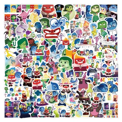 120PCS New Disney INSIDE OUT 2 Stickers Kids Cartoon Waterproof Scrapbooking Laptop Skateboard Bike