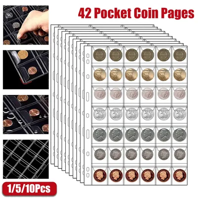 42-Pocket Coin Pages for Collectors 9-Hole Coin Collection Pages Coin Collecting Supplies Coin