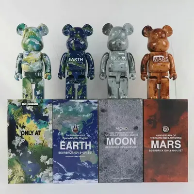 Bearbrick 400% 28cm Earth's Surface Moon Mars Natural Science Planet BE@RBRICK Holiday Gift Desktop
