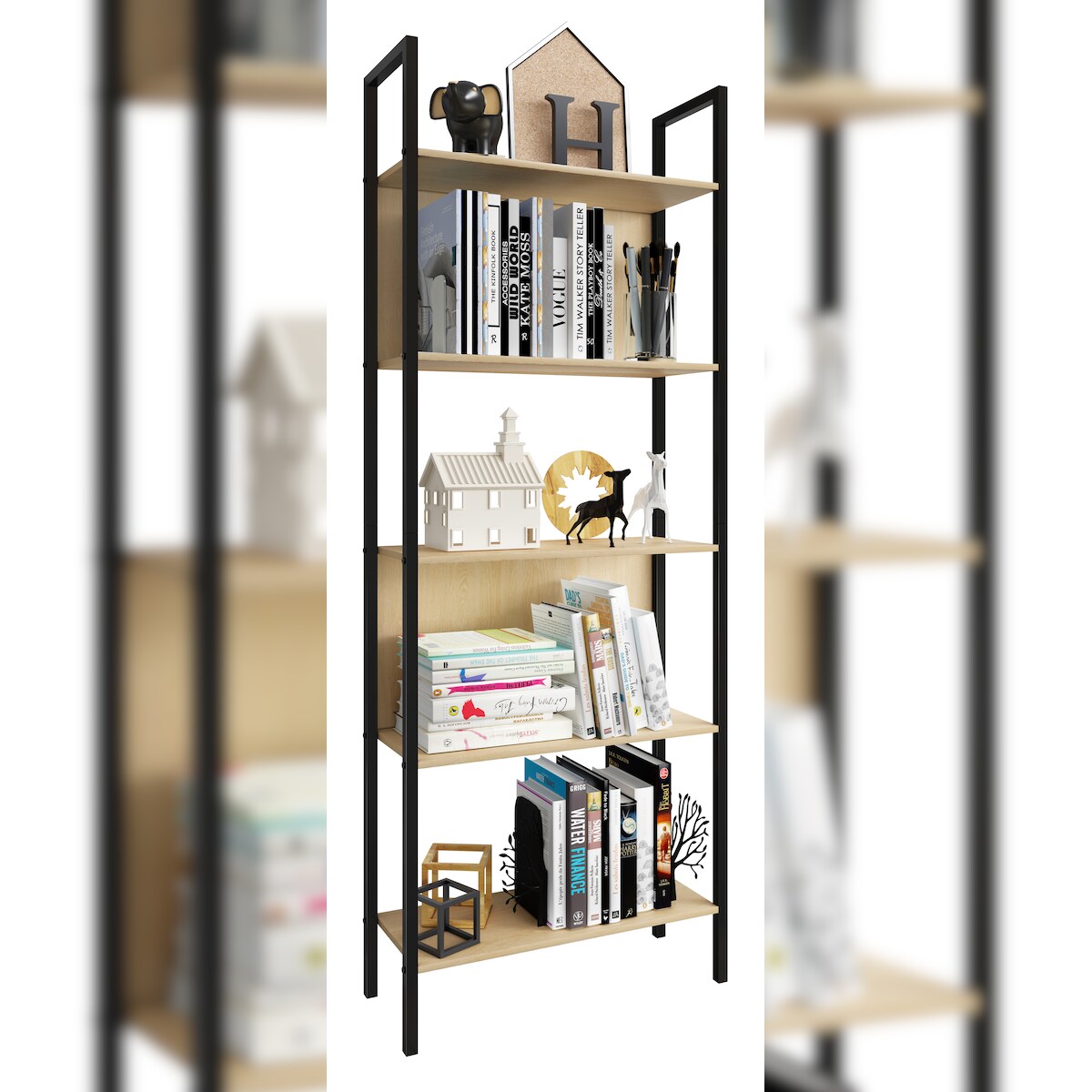 VCM Standregal Flakos Honig-Eiche H. 165 x B. 62 x T. 24 cm Image