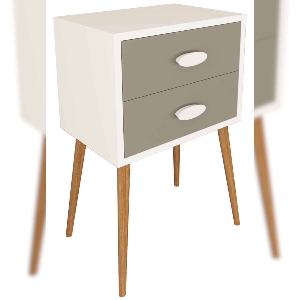 VCM Nachttisch Singol Weiß / Anthrazit H. 70 x B. 45 x T. 30 cm Image