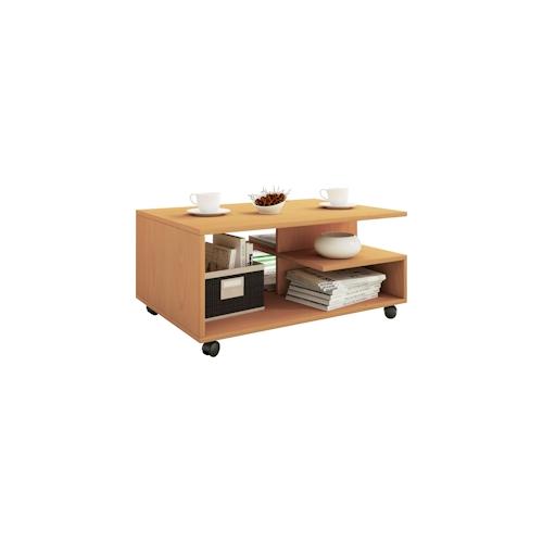 VCM Holz Sofatisch Couchtisch Rollen Stango Buche