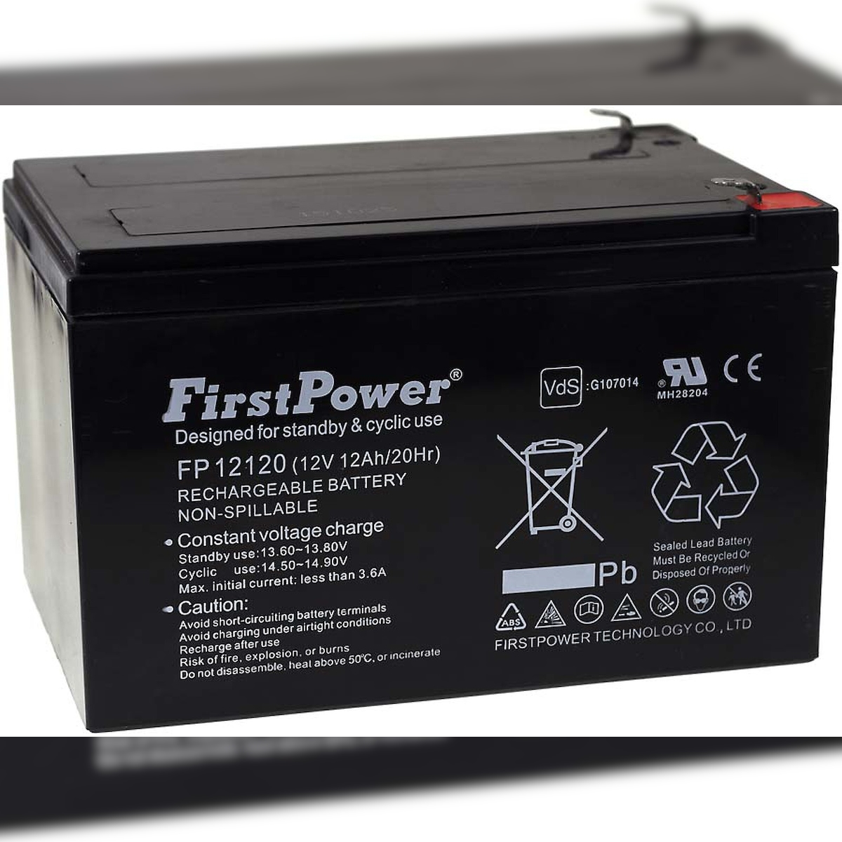 Powery FirstPower Blei-Gel Akku für USV APC RBC 4 12Ah 12V VdS Image