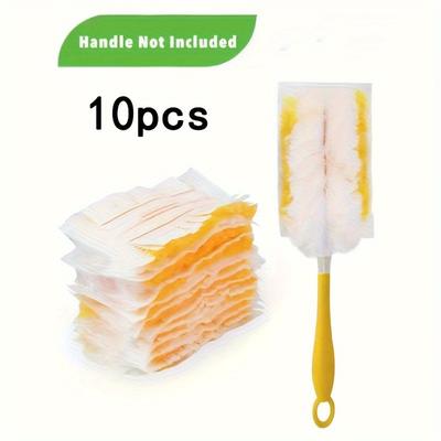 TEMU 10pcs Heavy Duty Microfiber Duster Heads - 360° Fluffy Orange Refills For Effortless Dust Removal On Electronics, Furniture, Blinds & Ceiling Fans (handle Not Included), Dusters For Cleaning Image