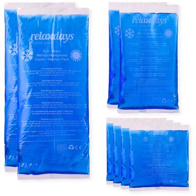 Relaxdays Kühlpads Gel im 8er Set, Erste Hilfe, wiederverwendbar, 3 Größen, Kalt-Warm