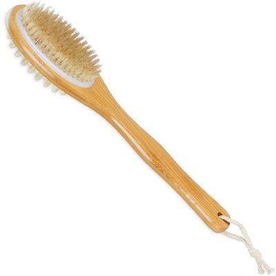 Relaxdays - Rückenbürste, doppelseitige Duschbürste, 37 cm lang, Naturborsten und Massagenoppen, Image