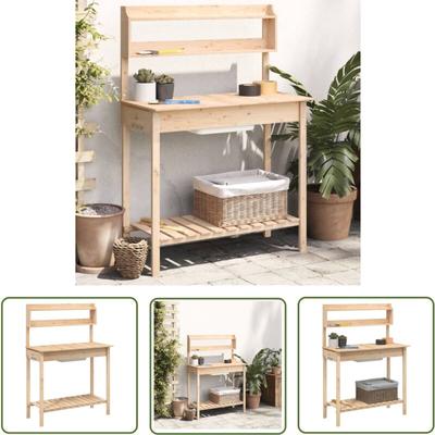 The Living Store - Pflanztisch mit Waschbecken 147,5x44x139,5 cm Massivholz Tanne - Holz Image