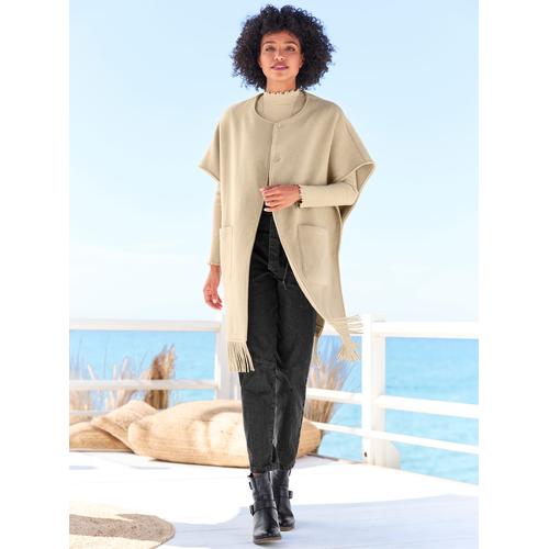 Cape HEINE Gr. 48/50, beige (beige, meliert) Damen Jacken