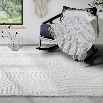 Designteppich ELLE DECORATION "Chappe", weiß (cremeweiß), B:200cm H:18mm L:280cm, Polyester, Teppiche, Shaggy, Läufer, flauschig, weich, Langflor, modern, Hoch Tief Effekt Image