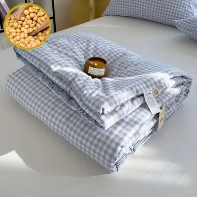Cotton Summer Quilt Air Conditioning Quilt Soybean Fiber Filling Thin Comforter Nordic Ins Style Duvet Blanket Bed Four Seasons
