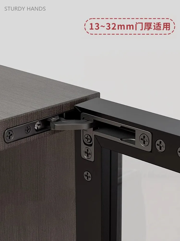 2 stücke unsichtbare Scharnier Aluminium rahmen Glastür verdeckte Scharnier Schrank tür Hydraulik puffer auf und ab rotierende Welle Image