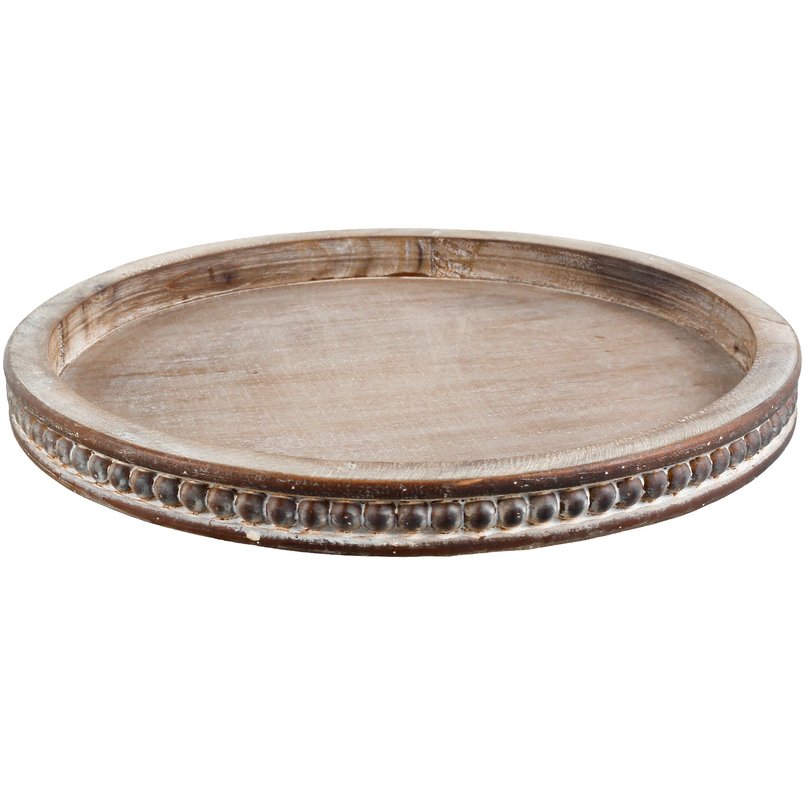 Runde Holz schale rustikale Holz perlen Tablett elegante Serviert ablett dekorative Couch tisch Tablett Wohnkultur Küche Aufbewahrung stablett