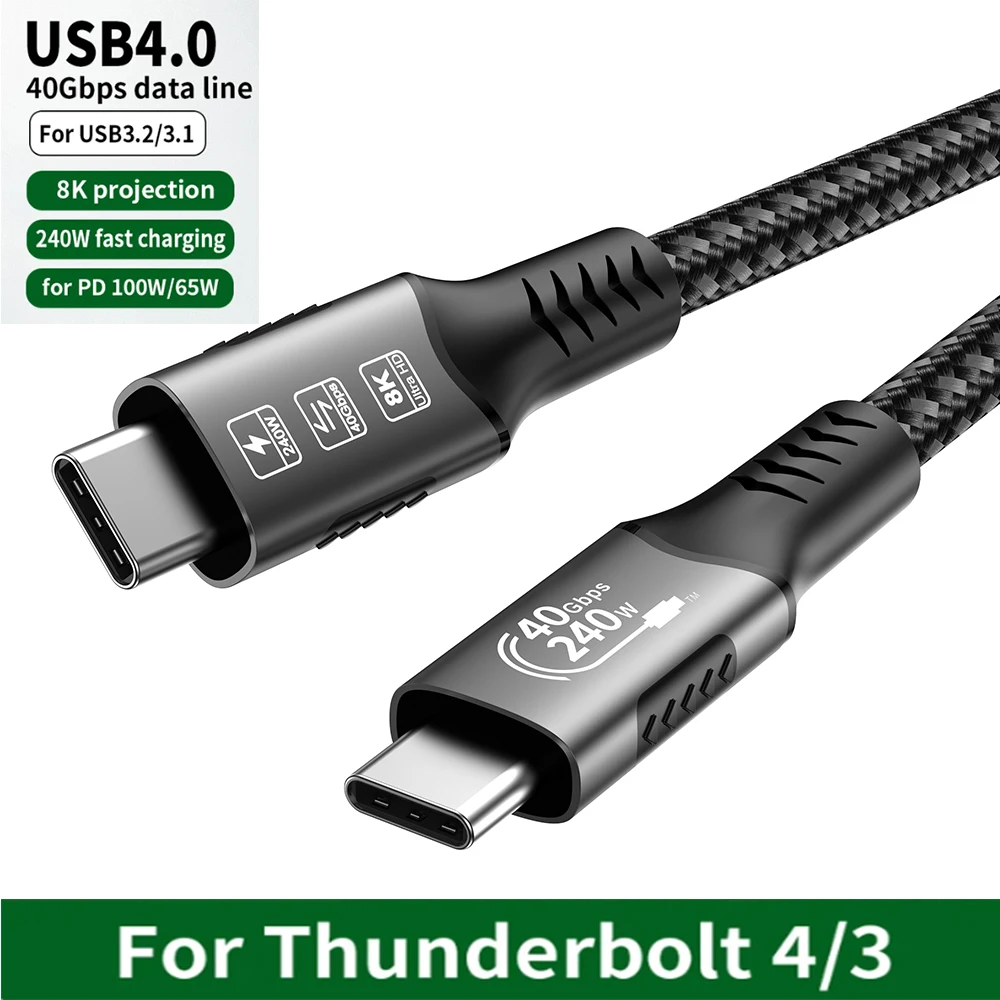 USB4-Kabel 40 Gbit/s 48V 240W für Thunderbolt 4 Typ C Schnell ladekabel Thunderbolt3 USB C zu C Daten übertragungs kabel für Laptop Image