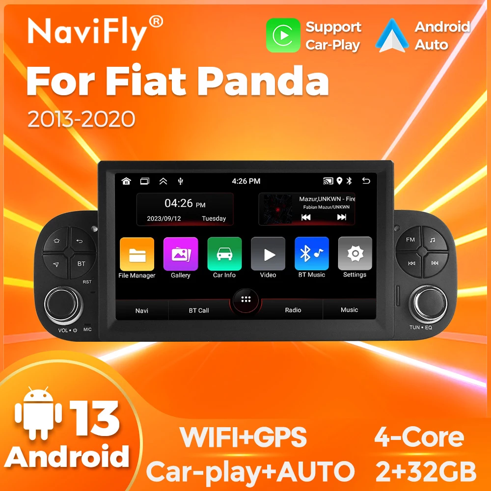 1 din android autoradio für fiat panda 2017-2019 multimedia player eingebaute auto-play auto fm radio unterstützung dab tpms rückfahr kamera auto intelligentes system autoradio car acesssories gps Image