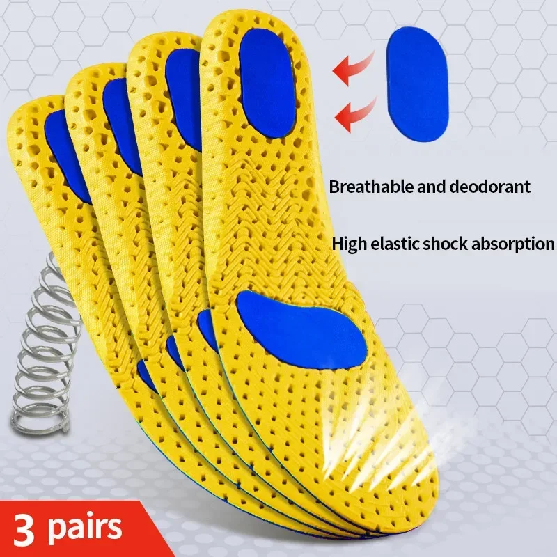 3 Paar Memory Foam ortho pä dische Einlegesohlen für Füße Schuhsohle Pad Mesh Deodorant atmungsaktive Turnschuhe Lauf kissen für Männer Frauen Image