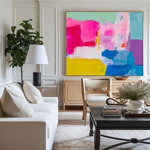 großes, farbenfrohes Gemälde, handgemaltes schwarzes abstraktes Morandi-Farbgemälde, handgemachtes, farbenfrohes Ölgemälde, Leinwandkunst, modernes Gemälde, großes, abstraktes Leinwandgemälde, Image