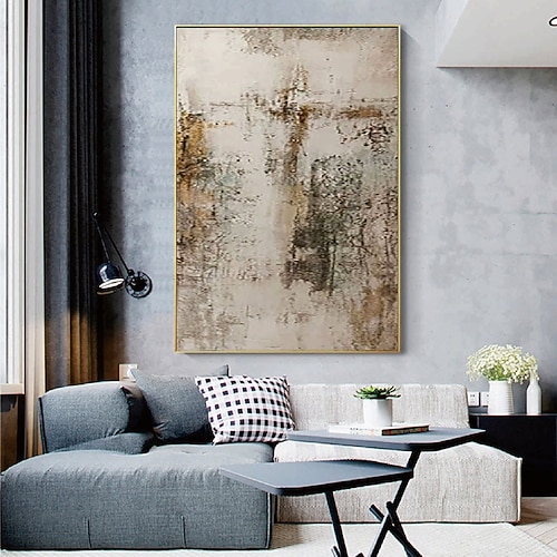 Goldfolie Ölgemälde handgemachte abstrakte Gold Malerei Wabi Sabi Wandkunst Beige abstrakte Malerei auf Leinwand ein Paar Beige Textur Ölgemälde Wandkunst neutral abstrakte Ölgemälde Wal Dekor Image
