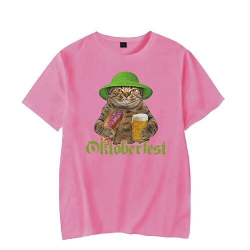 Cosplay Kostüm T-Shirt Druck Bayerisch Deutsch T-Shirt Ärmel Klassisch Streetstyle für Herren Unisex Erwachsene Heißprägen für Karneval Oktoberfestbier Party Alltagstauglich Image