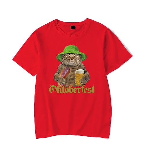 Cosplay Kostüm T-Shirt Druck Bayerisch Deutsch T-Shirt Ärmel Klassisch Streetstyle für Herren Unisex Erwachsene Heißprägen für Karneval Oktoberfestbier Party Alltagstauglich Image