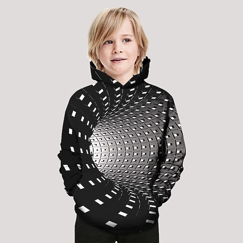 Jungen 3D Geometrisch Kapuzenshirt Langarm 3D-Druck Frühling Winter Aktiv Basic kinderkleidung Baby Täglich Image