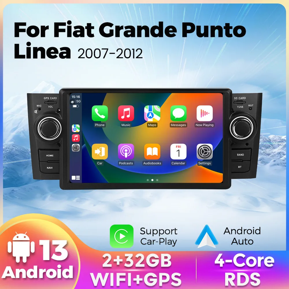 Autoradio 1 Din Android 13 Carplay Auto für Fiat Grande Punto Linea 2013-2017 Autoradio GPS Navigation Multimedia Stereo Audio intelligente systeme für autos carplay carplay für auto autoradio android Image