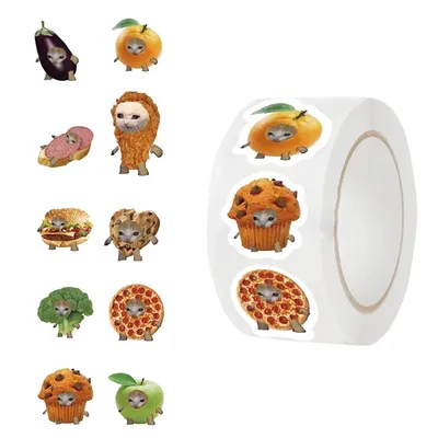 500PCS Cute Food Cat Paper Labels Thank You Sticker Sealing Decoration Scrapbooking Stationery Hand