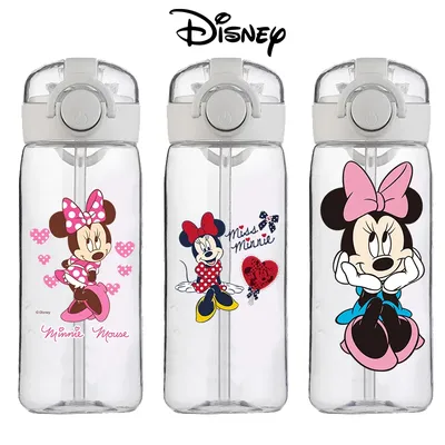 Disney Minnie Mouse Cute Cartoon Straw Cup Girls Children Students Drop-Resistant New Summer Water