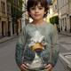 Jungen 3D Graphic Tier Karikatur T-Shirt Langarm Frühling Herbst Modisch Basic kinderkleidung 4-12 Jahre Rundhalsausschnitt Outdoor Casual Täglich Regular Fit