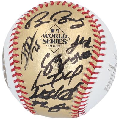 Texas Rangers signierter Rawlings 2023 World Series Gold-Baseball - 8 Unterschriften Image