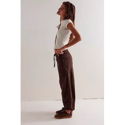 We The Free Silverton Pull-On Barrel Jeans at Free People in Chocolate, Size: Medium