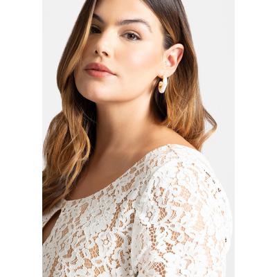Women's Pearl Hoop Earring by ELOQUII in Gold (Size NO SIZE)