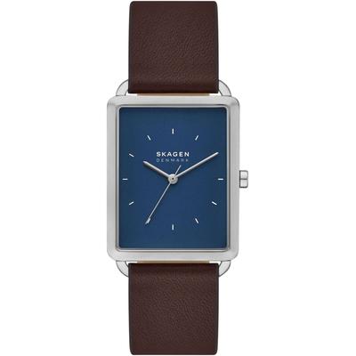 Quarzuhr SKAGEN "HAGEN", braun (dunkelbraun, blau), Armbanduhren, Damen, Armbanduhr, Damenuhr, Herrenuhr, Lederarmband, analog Image