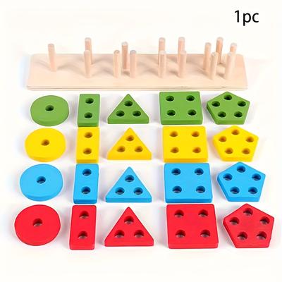 TEMU Toys, Wooden Sorting And Stacking Toys, Color Shape Sorting Gifts, Toys Puzzles, , Christmas And Thanksgiving Day Gift