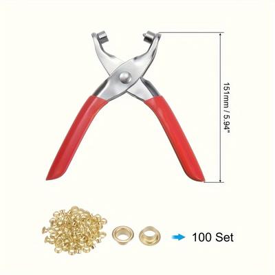 TEMU 100 Set Of Leather Hole Punching Tools With 4.5mm Leather Hole Puncher And 100 Pieces Of Metal Grommets