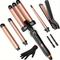 TEMU 5 In 1 Wand Curling Iron-curling Wand Set With Hair Straightener, 3 Barrels Hair Crimper Iron, 3 Ceramic Curling Irons (0.35 "-1.25"), 2 Temps Fast Heat Hair Curler Waver With Glove & Clip-purple