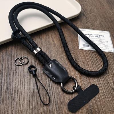 TEMU Neck Hanging Mobile Phone Lanyard Men And Women Simple Fashion Long Back Rope Thick Braided Strap Outdoor Climbing Lanyard