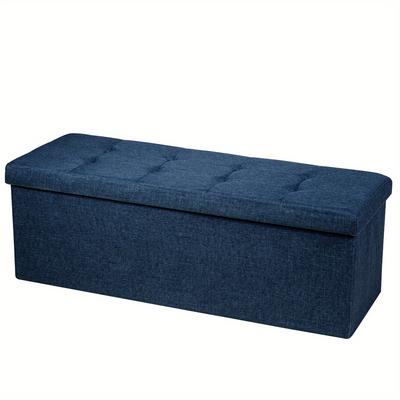 TEMU Goplus Fabric Folding Storage Ottoman Storage Chest W/divider Bed End Bench Navy