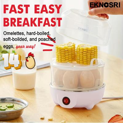 TEMU Eknosri Electric Egg Poacher, Egg Steamer, , Egg Cooker, Boiler Maker Soft, Medium Or Hard 14 Egg Capacity Automatic Shut Off, , White