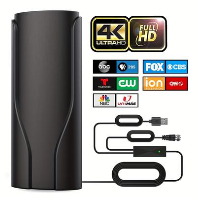 TEMU 2024 Upgraded Indoor Tv Antenna, Supports 4k 1080p Smart Hdtv And , Coverage Range Over 580 Miles, Including Signal Amplifier And Cable