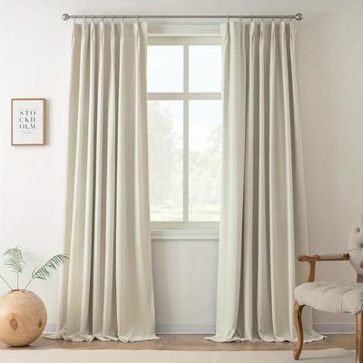 TEMU 100% Blackout Linen Curtains For Bedroom Drape Farmhouse Thermal Insulated 3 Inch Rod Pocket Back Tab Full Light Blocking 2 Panels For Living Room